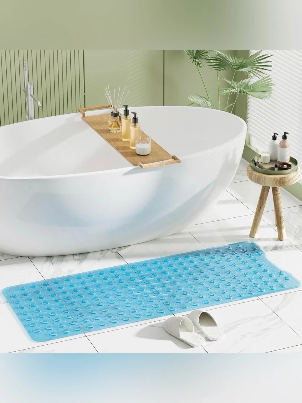 Bathtub Mat Shower Stall Mats with Suction Cups and Drain Holes, Non Slip Mat